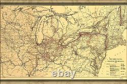 Affiche, Carte de nombreuses tailles du chemin de fer Central Hudson River de New York en 1900