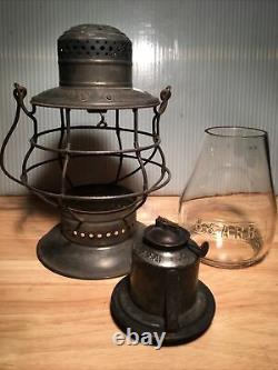 Antique New York Central Dietz No-6 Bell Bottom Railroad Lantern Avec B&a Rr Globe