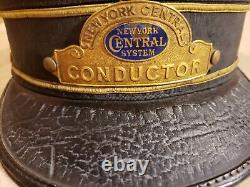 Chapeau de chef de train du système central de New York antique du chemin de fer de la ville de New York (NYC RR)