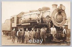 Chemins de fer du New York Central Locomotive 95 & Équipage, Carte postale vintage RPPC en photo réelle