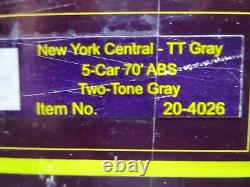 Ensemble de 5 voitures de voyageurs MTH O Gauge NYC New York Central 70' ABS avec boîte d'origine 20-4026.