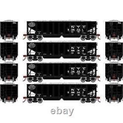 HO-Gauge Athearn New York Central 40' Outside-braced Ballast Hopper 4-Pack  
	<br/>  <br/>
En français : Ensemble de 4 wagons-trémies à ballast de 40 pieds de New York Central avec attelage extérieur en échelle HO de la marque Athearn.