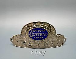 In French: Badge de chapeau de conducteur de train Vintage Ny Central Lines Michigan Central Railroad Mcrr B40