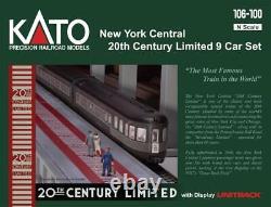 Kato 106-100 N New York Central 20th Century Limited 9 Car Set	
<br/>
			<br/>
 
Traduction en français : Ensemble de 9 voitures Kato 106-100 N New York Central 20th Century Limited