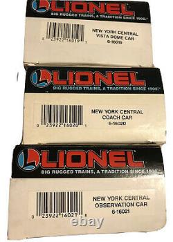 Lionel O Scale New York Central Lighted Baggage Car Lot 6-16019 To 6-16021 Train