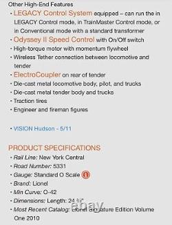 Lionel Vision Line New York Central 700e Hudson Gunmetal Grey 6-11218 Nyc Legacy