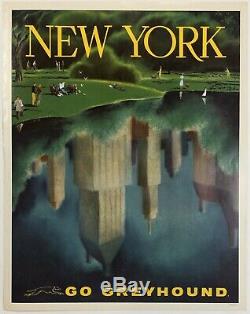 Original Vintage Mini Poster Greyhound New York Central Park Voyage 11 X 14