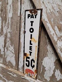 Panneau Vintage en porcelaine des toilettes payantes du système de train Central de New York, pour les chemins de fer à huile et à gaz.