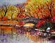 Peinture à L'huile Originale Du Paysage D'automne De Central Park à New York Par Yary Dluhos
