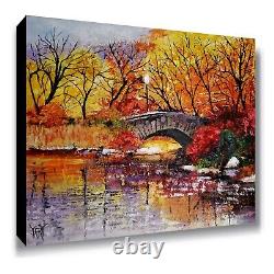 Peinture à l'huile originale du paysage d'automne de Central Park à New York par YARY DLUHOS