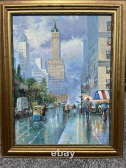Peinture à l'huile signée Remington de Central Park à New York