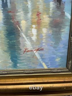 Peinture à l'huile signée Remington de Central Park à New York