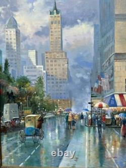 Peinture à l'huile signée Remington de Central Park à New York