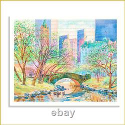 Pont Gapstow de Central Park New York - Impression d'une peinture à l'aquarelle