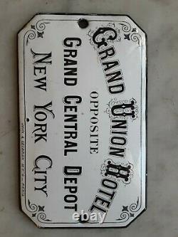 Rare! 1875 Grand Union Hotel Central Depot New York City Porcelaine Adv Signe Taxi