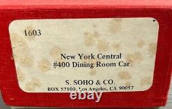 S. Soho & Co. HO Laiton #1603 Voiture de Salle à Manger #400 New York Central NIB