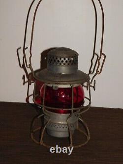 Vintage 9 Nycs New York Central Railroad Subway Adlake Red Globe Lantern