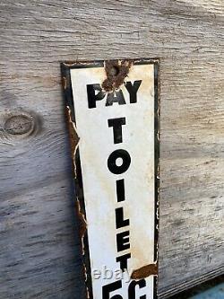 Vintage New York Central System Porcelaine Pay Toilette Train Chemin De Fer Essence Signe