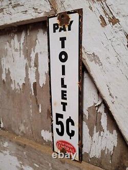 Vintage New York Central System Train Porcelaine Signe Pay Toilette Chemin De Fer Gaz De Pétrole
