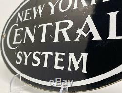 Vintage New York, Système Central Railroad Porcelain Sign Gas Oil Subway Railway