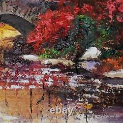 YARY DLUHOS Paysage d'automne de Central Park à New York Peinture à l'huile d'art original